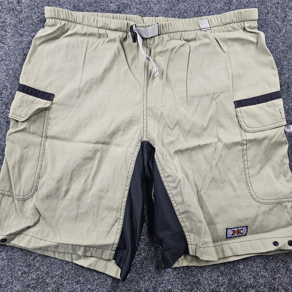 ZOIC Mens XL Cycling Shorts Padded Liner MTB Cargo Nylon Outdoor Belted Tan‎